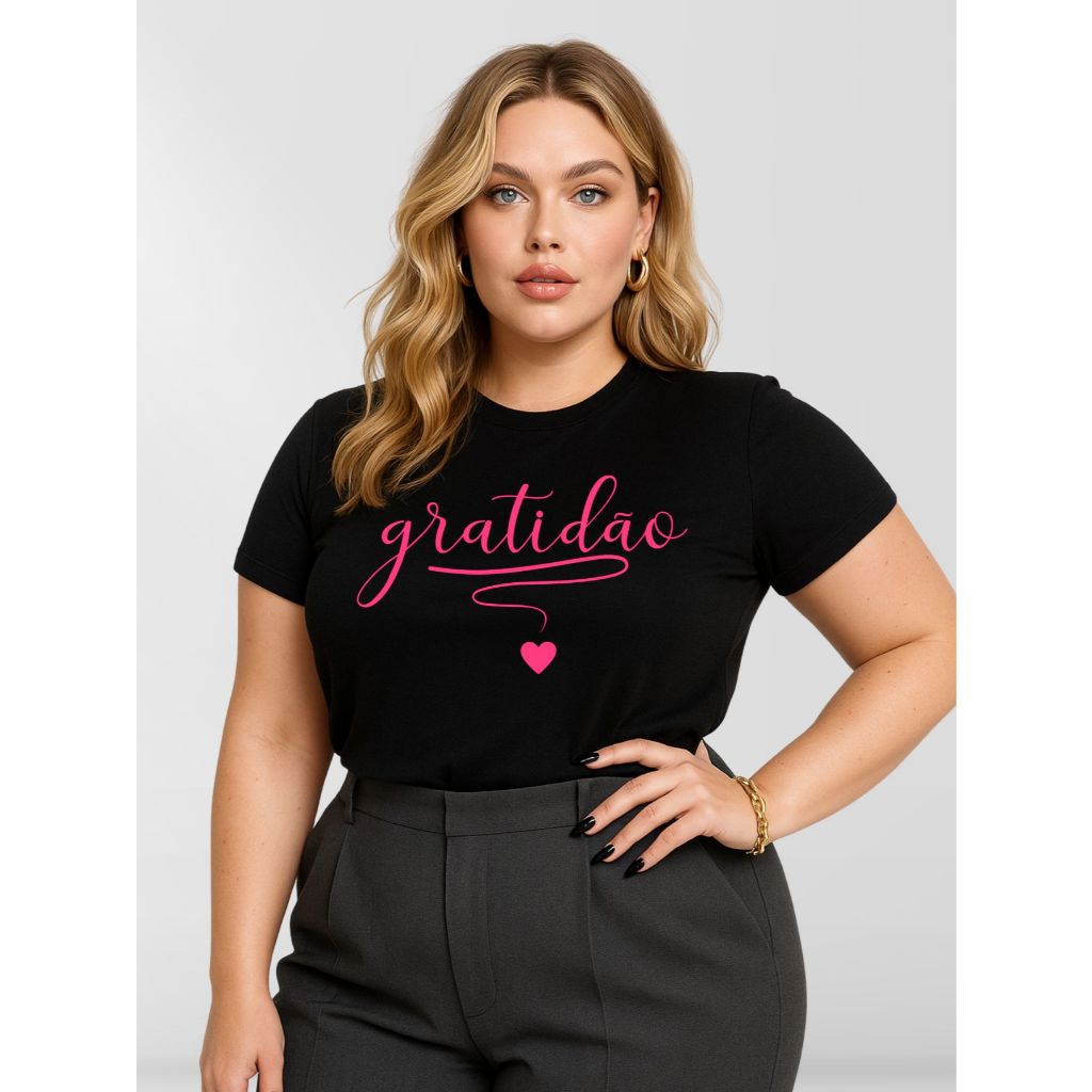 Blusa Feminina T-Shirt Plus Size Manga Curta 100% Algodão Malha Premium em Oferta na Shopee