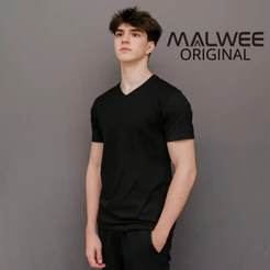Camiseta Masculina Básica Lisa Gola V Malwee Original 100% Algodão Casual Confortável Premium Cores