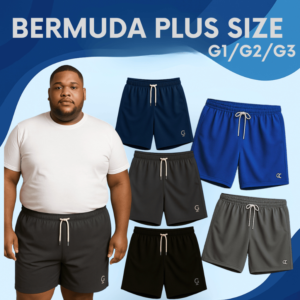 Kit 1 ou 3 Bermudas Plus Size Masculina G1 ao G3 | Refletiva Conforto e Ajuste perfeito