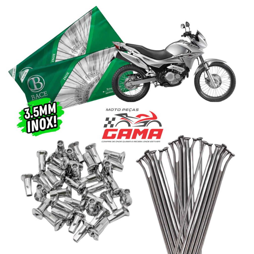Jogo Kit Raio Bace 3,5mm NX 400 Falcon Aço Inox Dianteiro E Traseiro