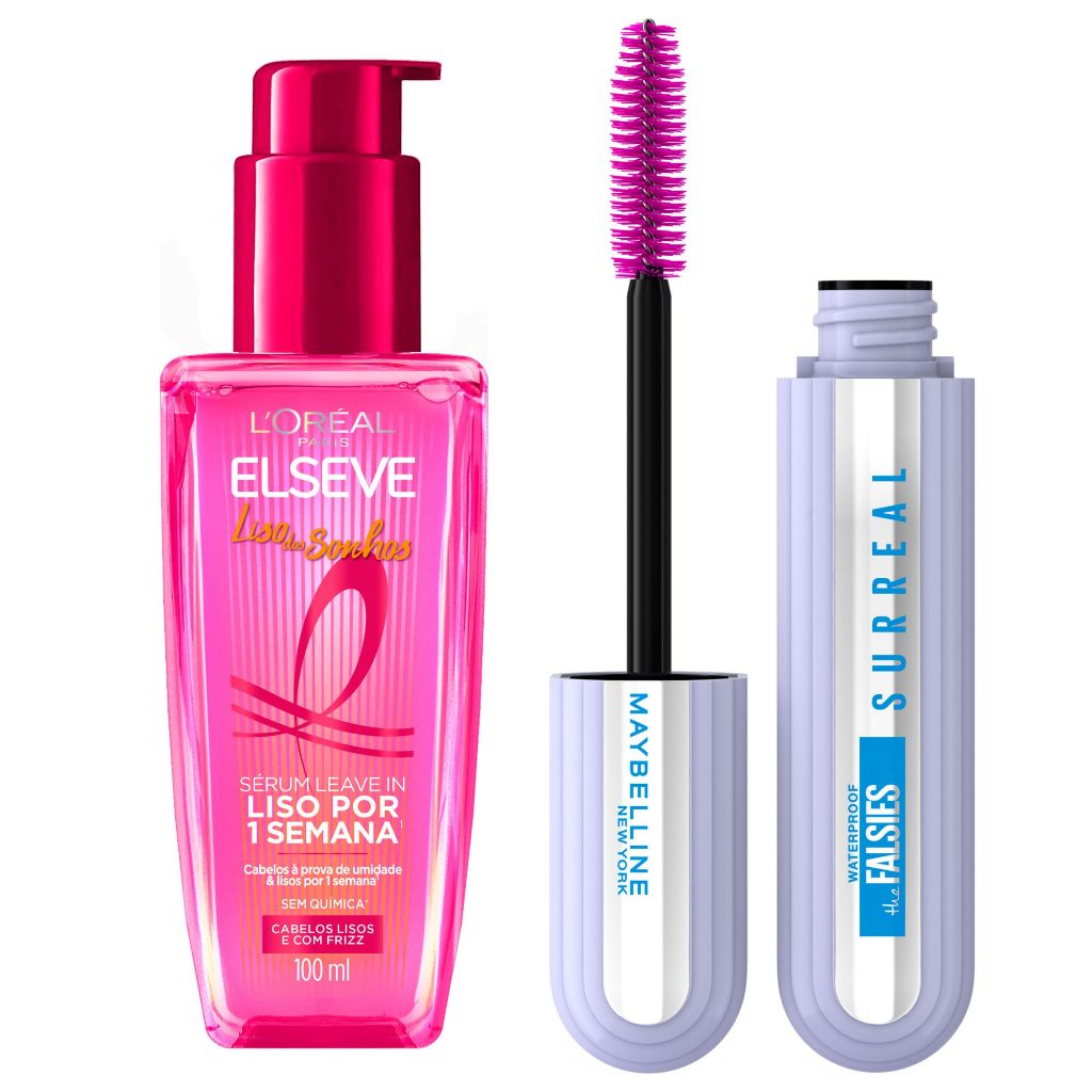 Kit Sérum L'Oréal Paris Liso dos Sonhos + Máscara de Cílios Falsies Surreal À prova D'Água em Oferta na Shopee