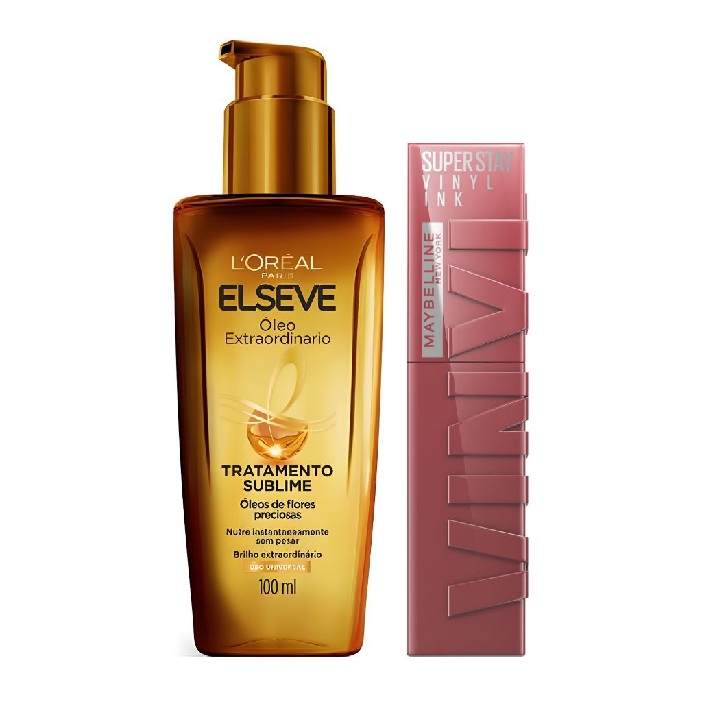 Kit Óleo Extraordinário L'Oréal Paris + Batom Líquido Maybelline NY SuperStay Vinyl Ink