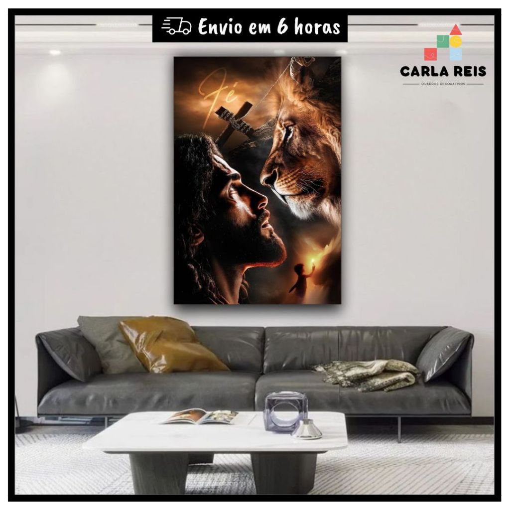 Quadro decorativo 1 peça leão de juda Jesus Cristo Cristao religioso casa quarto escritorio