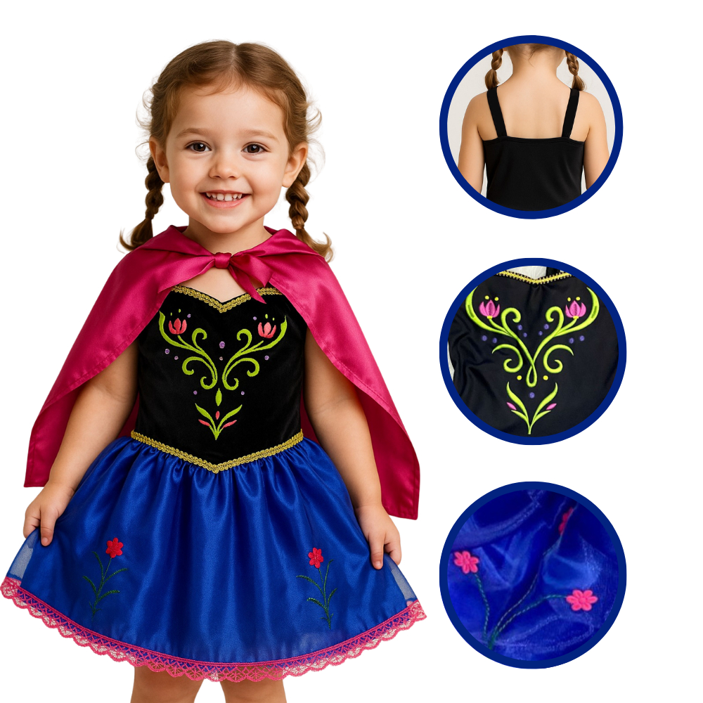 Fantasia princesa alegre do reino gelado infantil - look mágico para festas e mesversário