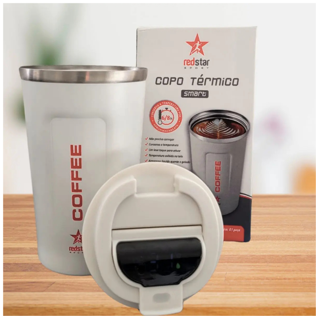 Copo Térmico Smart  350ml – Com Tampa e Tela Digital | Inox | Mantém Quente ou Gelado 6-8h | 3 cores | Dia dos Pais