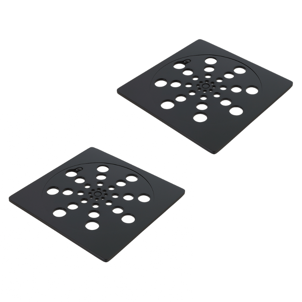 Kit 2 Ralo Grelha Preto 15x15 Quadrado ABS De Engenharia Com Fechamento Abre e Fecha