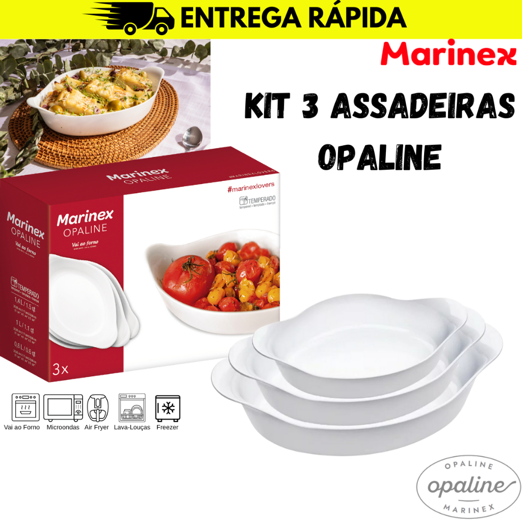 KIT 3 ASSADEIRAS OPALINE MARINEX - NADIR