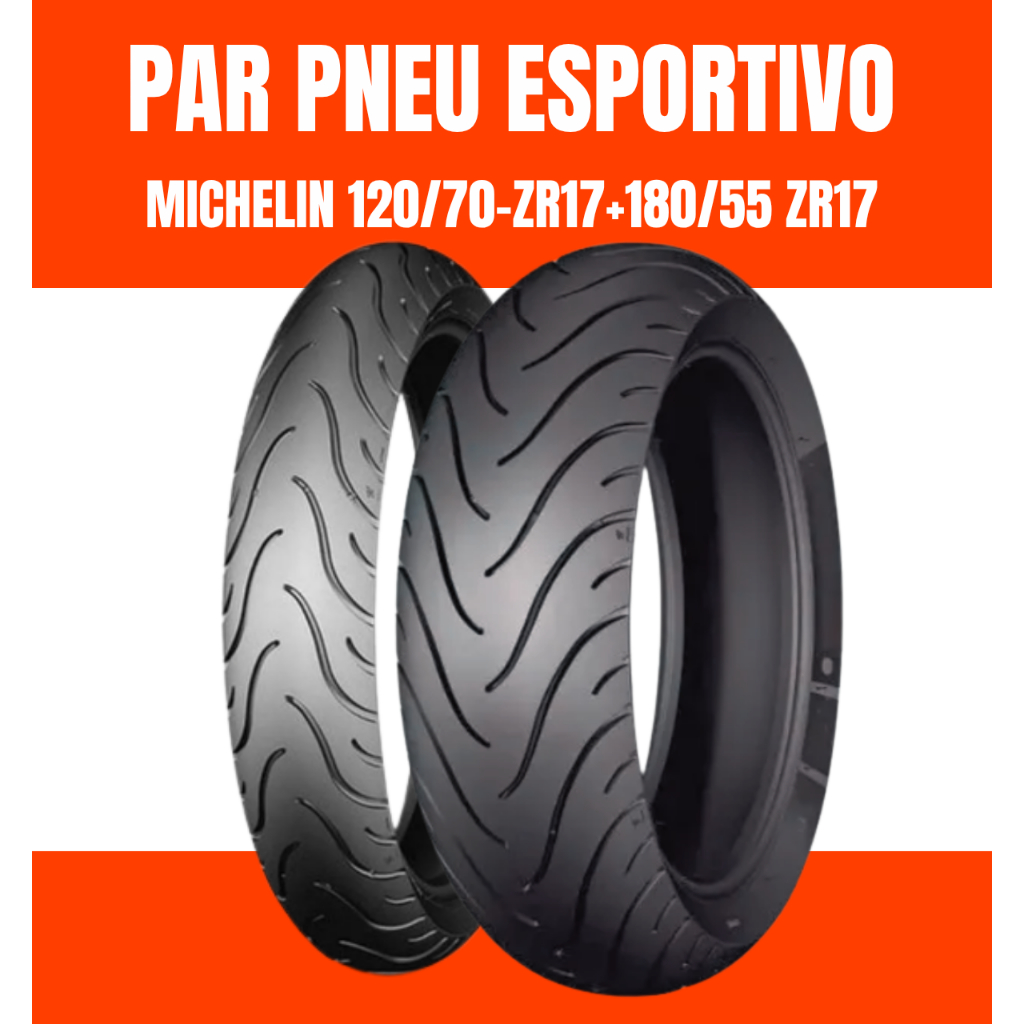 PAR PNEU HORNET MT-07 BANDIT650 NINJA CB1000 ESPORTIVO MICHELIN SEM CÃMARA