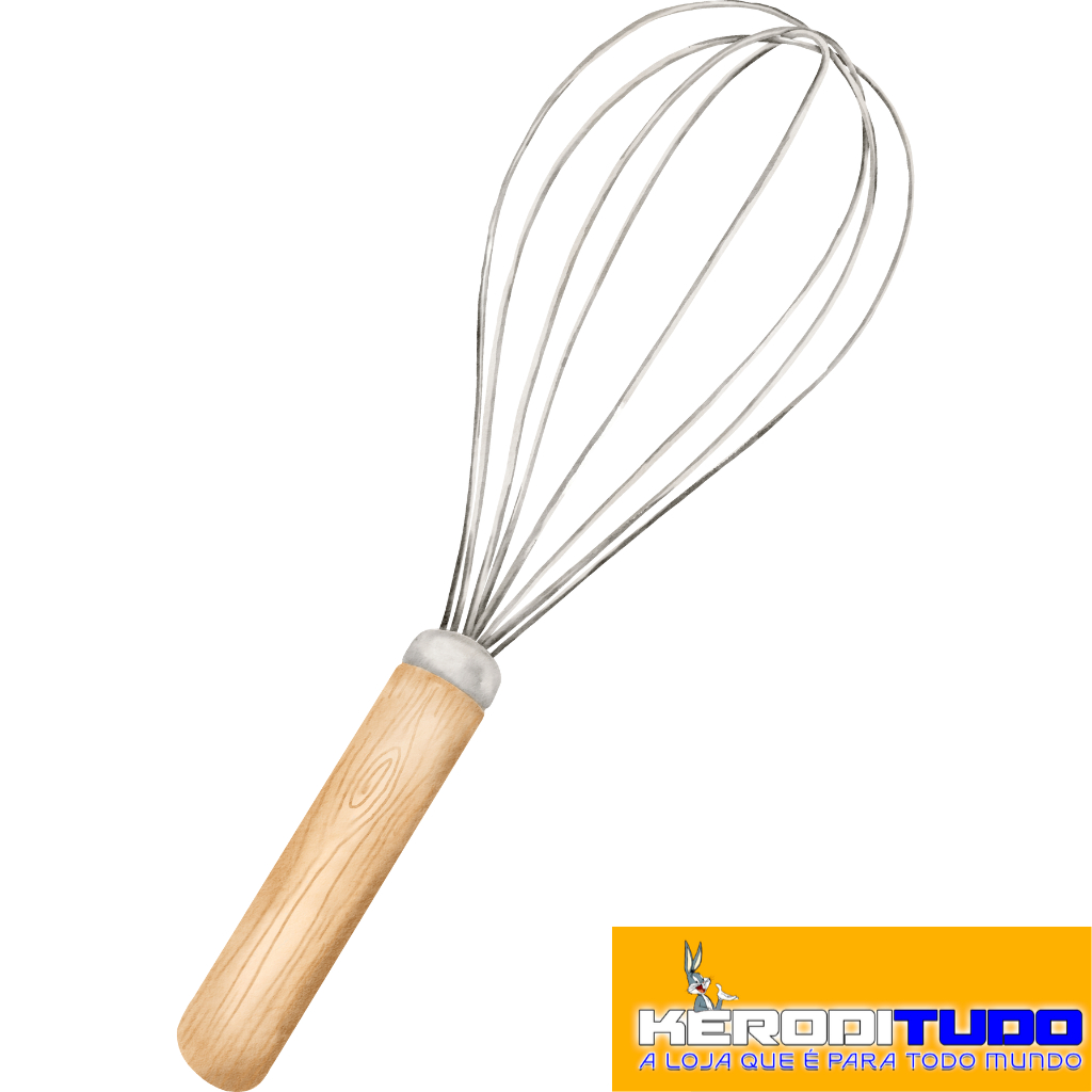 Batedor de Claras Ovo e Massa Fouet de Silicone C/ Cabo de Madeira Resistente
