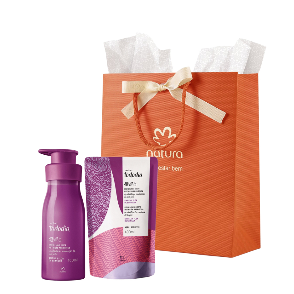 Natura Tododia Ameixa e Flor de Baunilha Kit Presente Hidratante 400ml + Refil 400ml
