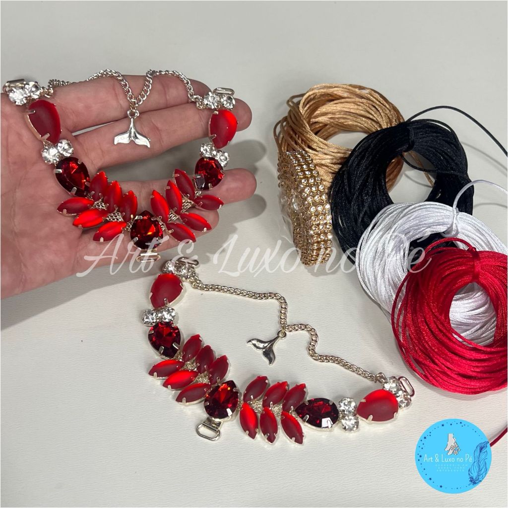 Kit Cabedal Sereia Vermelho Fosco Sem Pino Para Chinelos em Oferta na Shopee