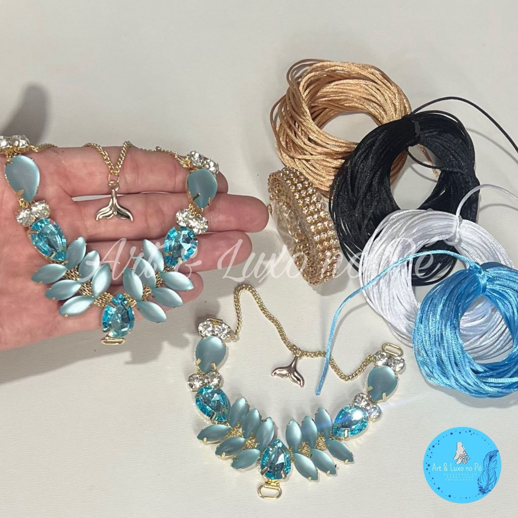 Kit Cabedal Sereia Azul Claro Fosco Sem Pino Para Chinelos em Oferta na Shopee