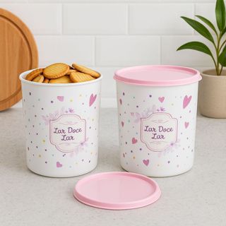 Conjunto 2 Potes Rosa Doce Lar 4 litros Pedreira Utlidades em Oferta na Shopee