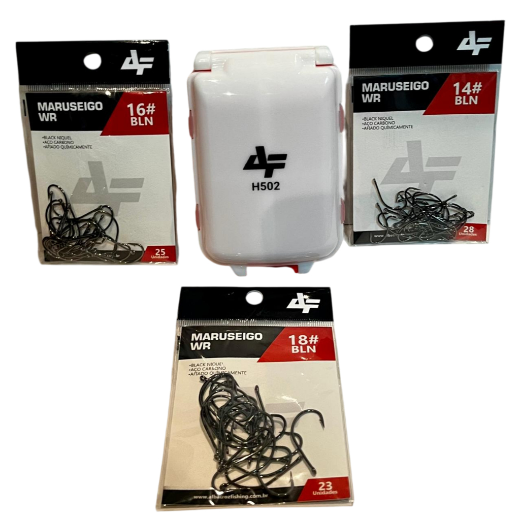 Kit Anzol Maruseigo Wr Black Níquel 14 16 18 + Estojo H502