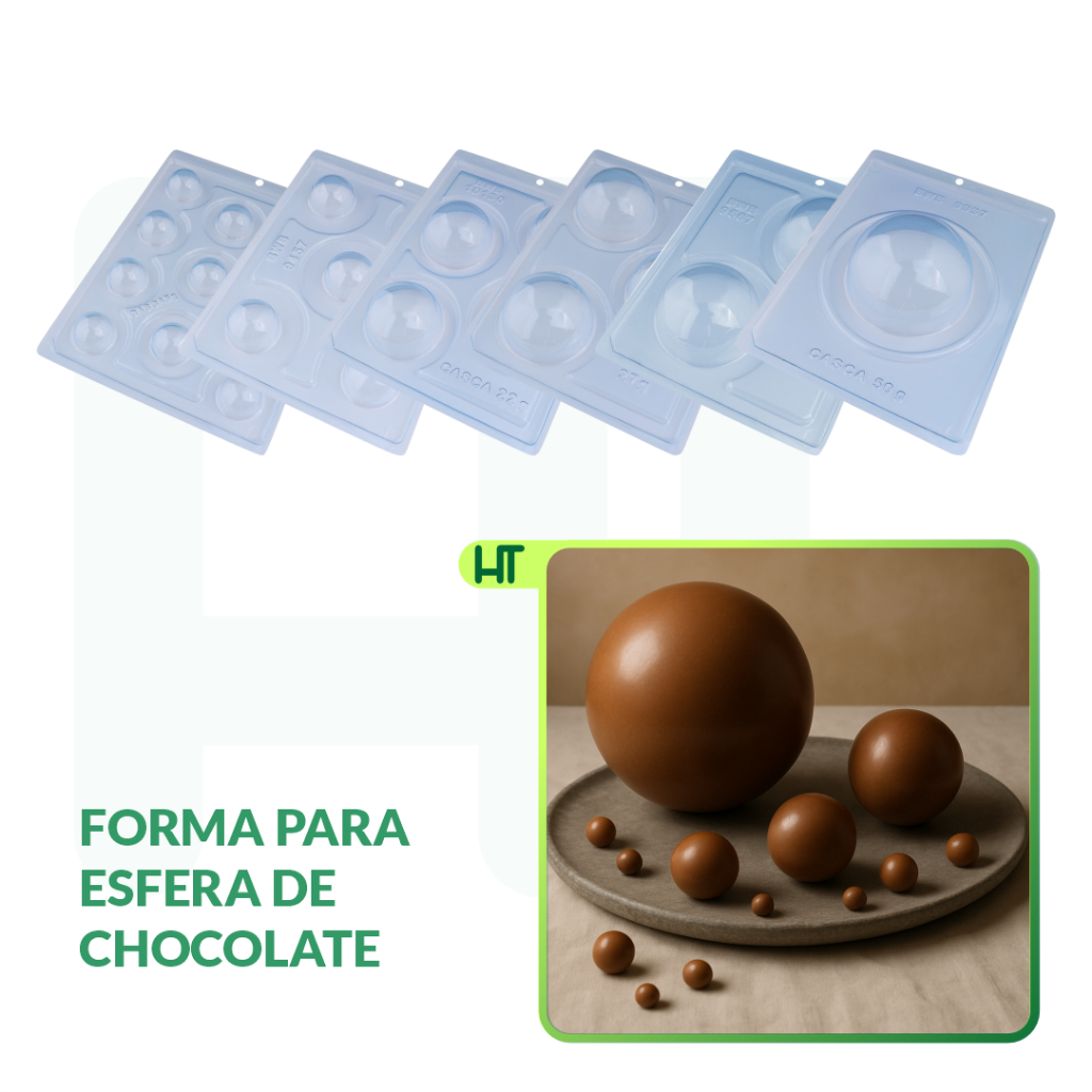 Forma Esfera de 30mm ~ 180mm BWB - Forma Especial 3 Partes - Crie esferas de chocolate incríveis