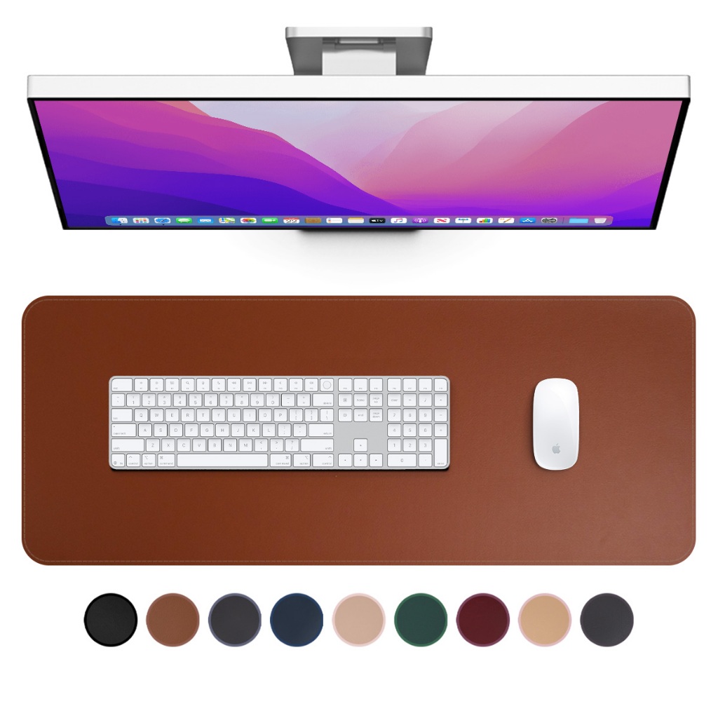 Mouse Pad 70x30 Couro Preto Costurada Alta Qualidade Desk Pad