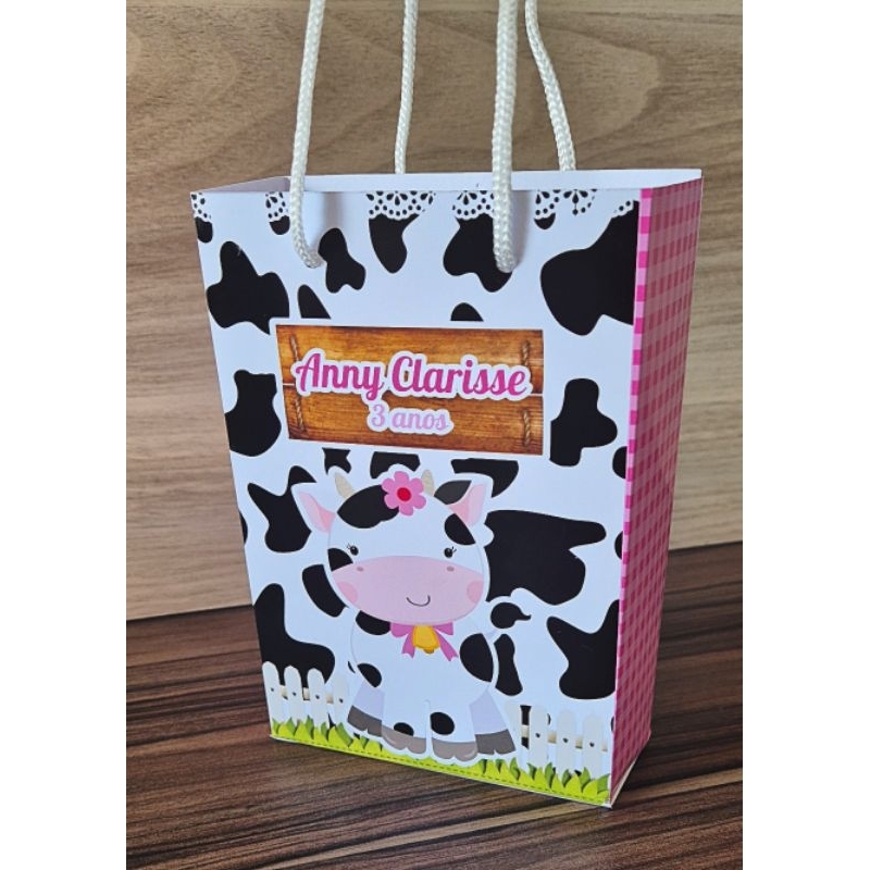 Sacolinha Fazendinha Rosa personalizada - Pegue e monte - Fazemos vários temas consulte em Oferta na Shopee