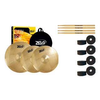 Kit Pratos Zeus Beginner Set A Hi Hat 13, Crash 16 + Bag em Oferta na Shopee