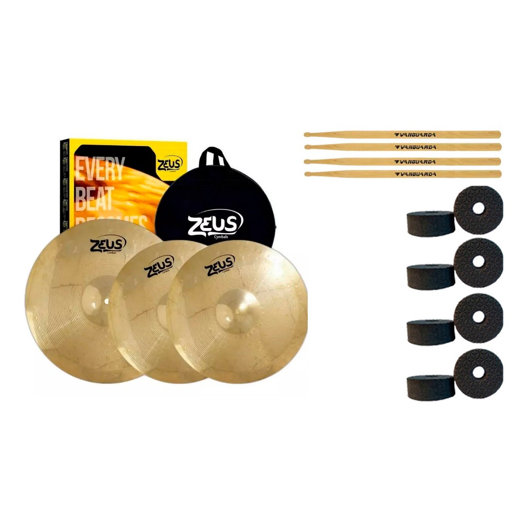Kit Pratos Zeus Beginner Set A Hi Hat 13, Crash 16 + Bag