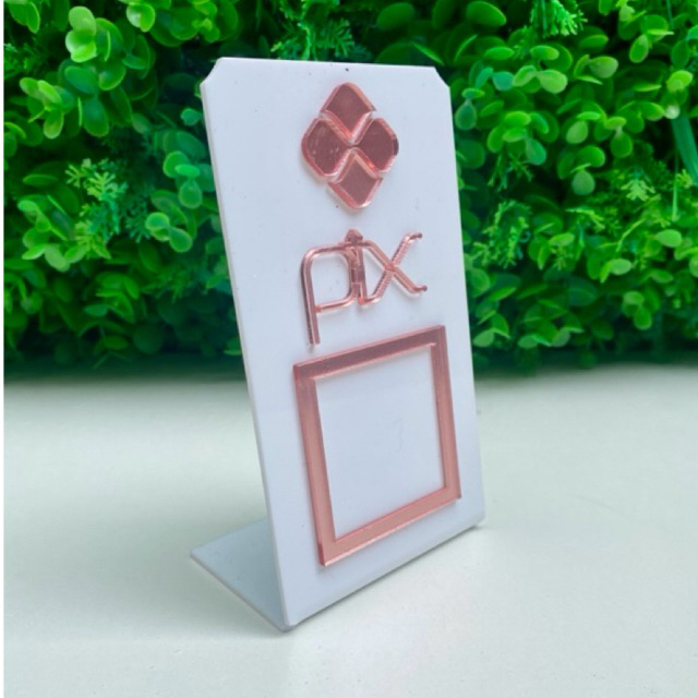 Display PIX para Pagamento – Acrílico Espelhado com Espaço para QR Code