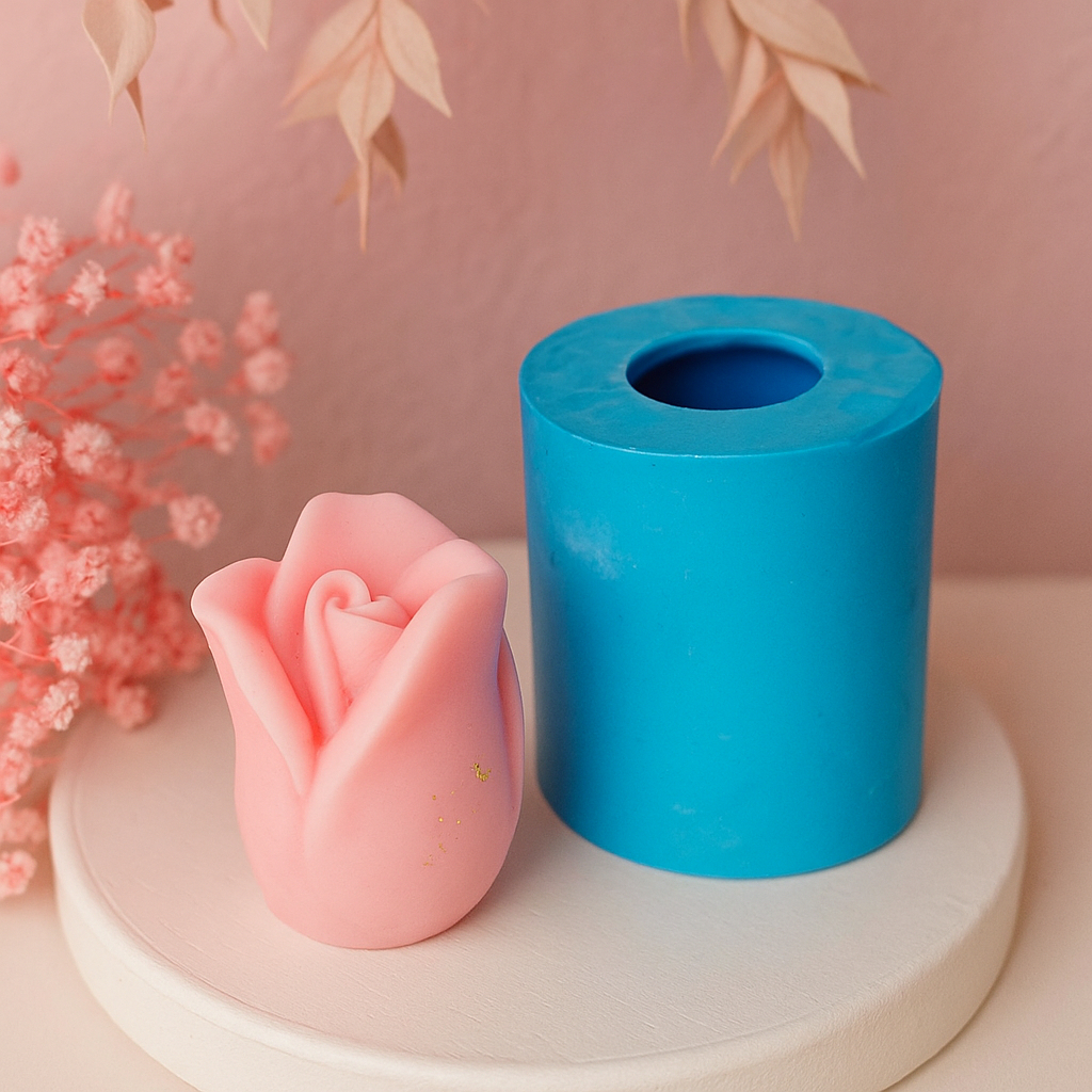 MOLDE DE SILICONE PARA VELA E SABONETE BOTÃO DE ROSA ALTA