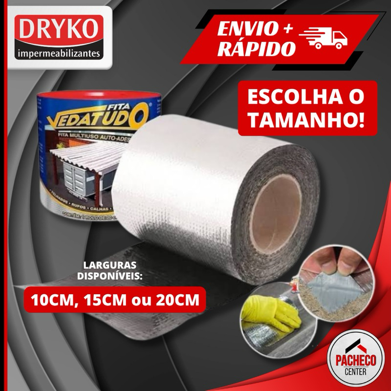 Fita Multiuso Manta Asfaltica Adesiva para Reparos Rufo Calha Telhado Veda Tudo 10cm 15cm 20cm 30cm POR METRO em Oferta na Shopee