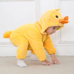 Macacão Bebê Pijama Infantil Menino e Menina Unissex Pelúcia Fleece Fantasia Patinho