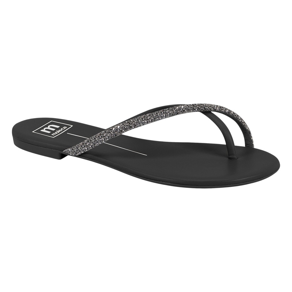 Sandalia Feminina Rasteirinha Brilho Strass Moleca 5557102