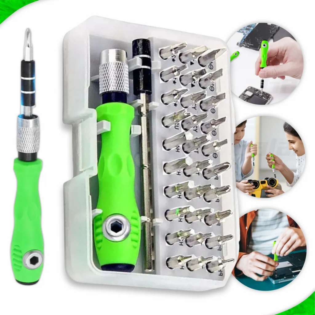 Kit Técnico Manutenção De Celular 32 em 1 Jogo Chave Magnética Abrir Notebook com Estojo