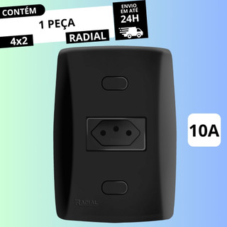 Tomada Simples 10A ou 20A (2P+T) 4x2 Linha Mármore Black RADIAL