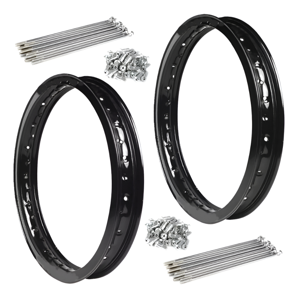 Par Folha Aro Aço Preto + Jogo Raio Cromado 4mm Bros NXR 125 150 160 Tambor ou Disco