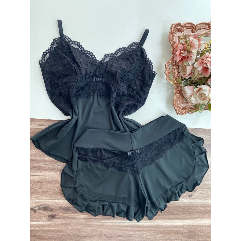 baby doll babadinho, short doll, beibi dol ,pijama de renda pijama feminino de babadinho, linha noite (babadinho liso) em Oferta na Shopee