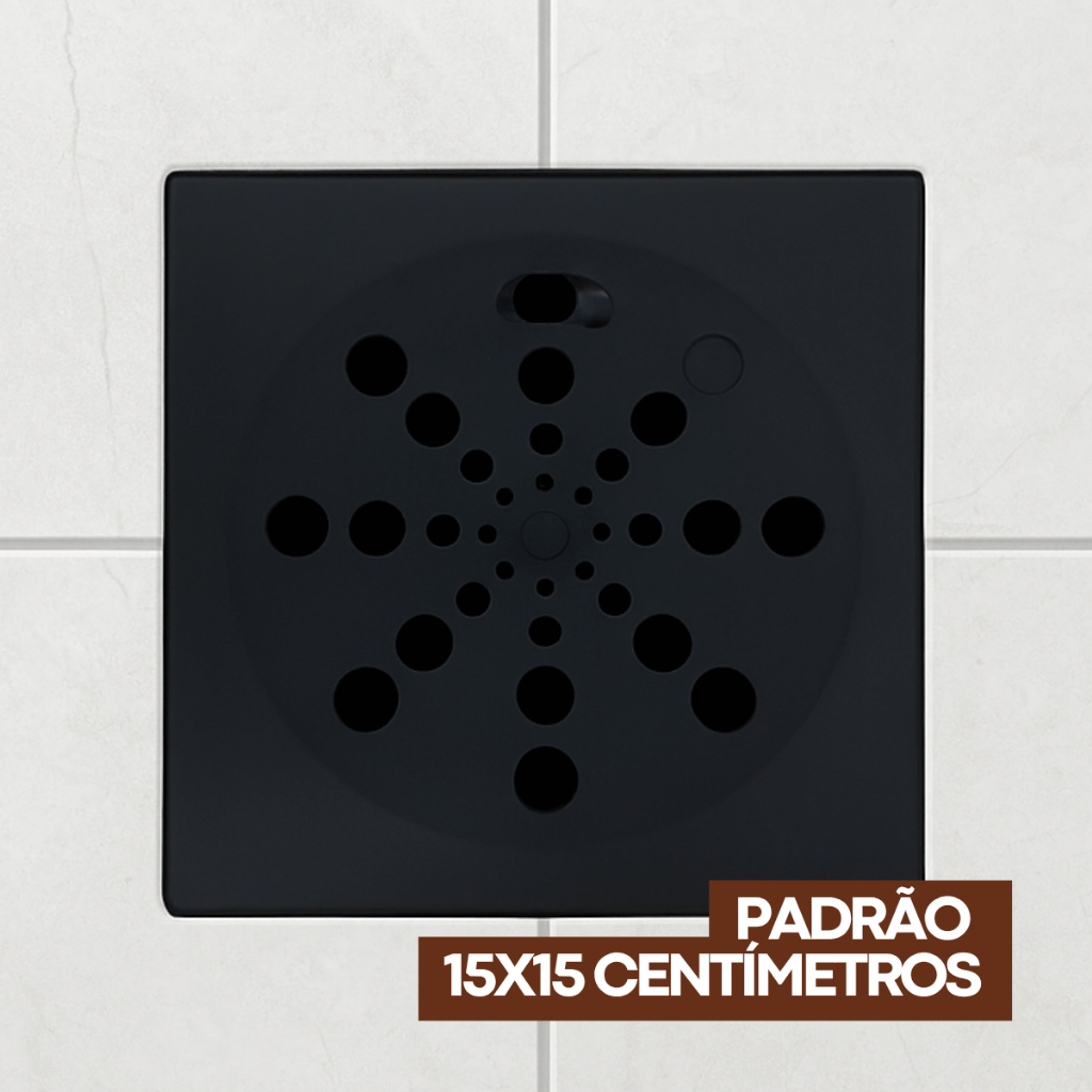 Kit 2 Ralo Grelha Preto 15x15 Quadrado ABS De Engenharia Com Fechamento Abre e Fecha · foto 2