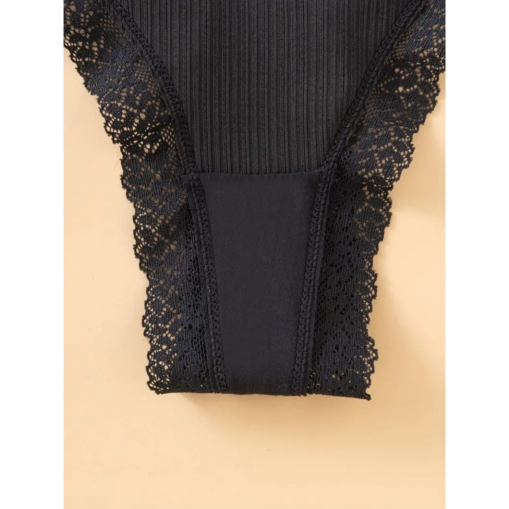 Detalhes do 10 Calcinhas Algodão Canelado Fio Dental  Renda Conforto Tanga Sensualidade Moda Íntima Feminina