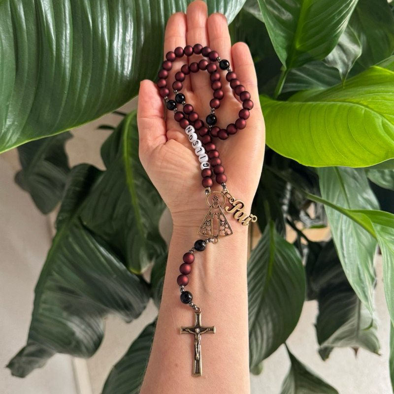 Terço Nossa Senhora Aparecida Pingente Pai | ENVIAR NOME NA HORA DA COMPRA | Rosário terço personalizado