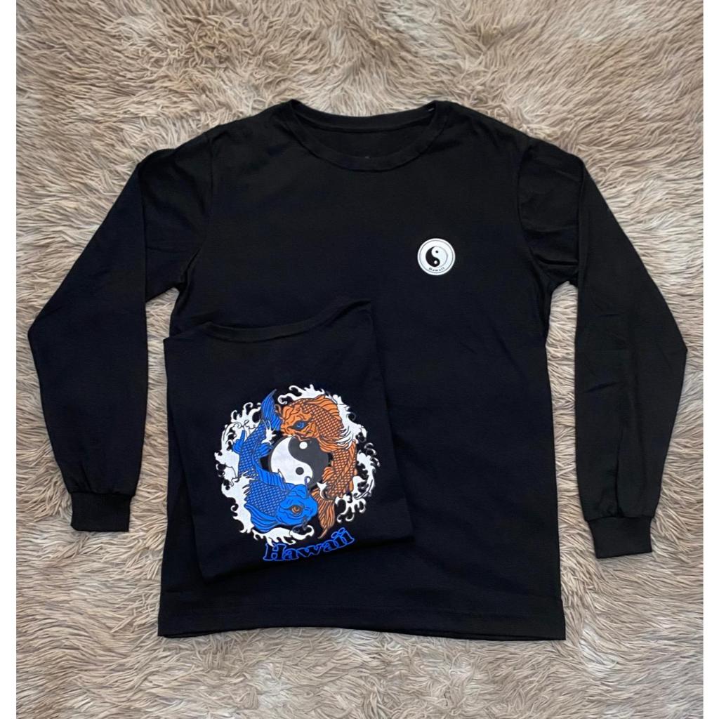 Camisa Manga Longa Yin Yang Carpa Algodão Lançamento em Oferta na Shopee