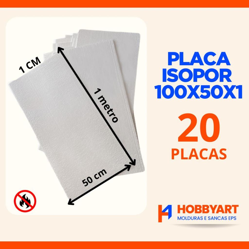 Placa Isopor Kit 20 Placas eps 100X50X1 - Material leve e versátil antichamas - Hobbyart Molduras