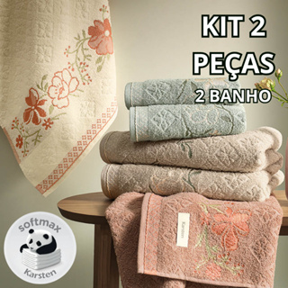 Jogo Toalha Karsten 2 peças Banho 100% Algodão Grossa 430g/m² Yuna em Oferta na Shopee