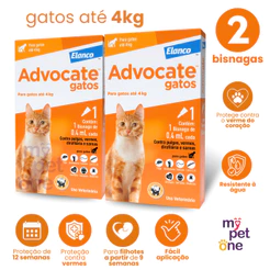 Kit 2 Antipulgas Advocate Elanco 0,4 mL para Gatos até 4 Kg - 1 Bisnaga