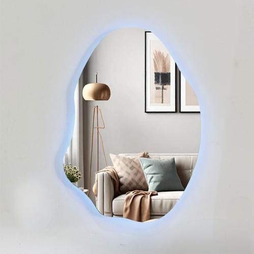 Espelho Pinterest Rubi Retrô Com Led Lapidado 55x75cm Orgânico de Parede Minimalista Hall Entrada em Oferta na Shopee