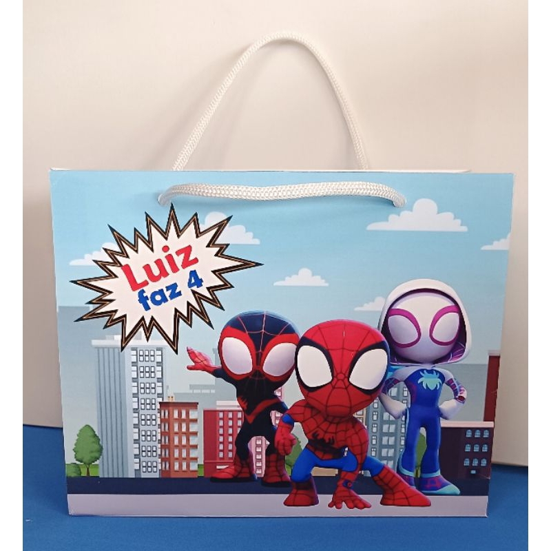 Sacolinha personalizada Spidey (PEGUE MONTE) para lembrancinha de festa infantil/chá de bebê