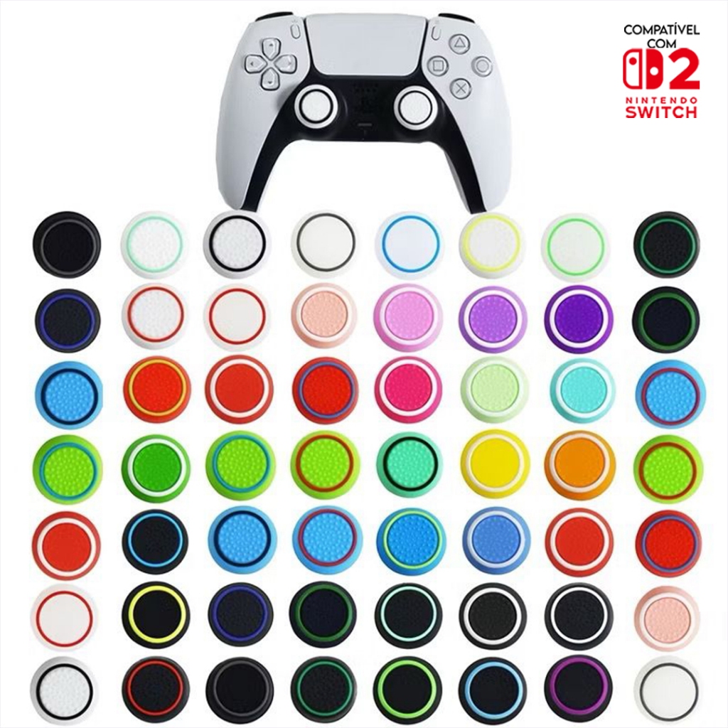 Par de Grip de controles lindas cores solidas com bordinhas de XBOX One, 360, PS3, PS4, Switch 2 em Oferta na Shopee
