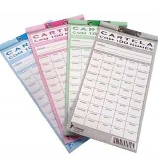 CARTELA DE RIFA 100 NOMES OU 50 NOMES TAMOIO em Oferta na Shopee