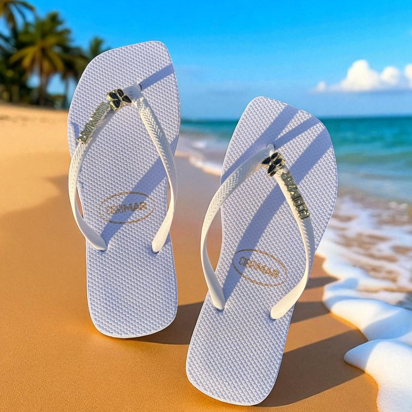 Rasteirinha Slim Feminina 33 ao 40 – Bico Quadrado, Leve e Macia com Detalhe de Borboleta para Praia e Uso Diário