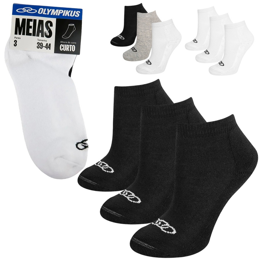 Meia Olympikus Cano Curto Kit Com 3 Pares Soquete Feminina 81919 em Oferta na Shopee
