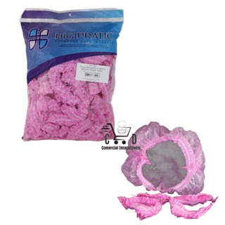 Touca Plástica Descartável 100UN  Rosa - Salão cabelereiro, clinica estética em Oferta na Shopee
