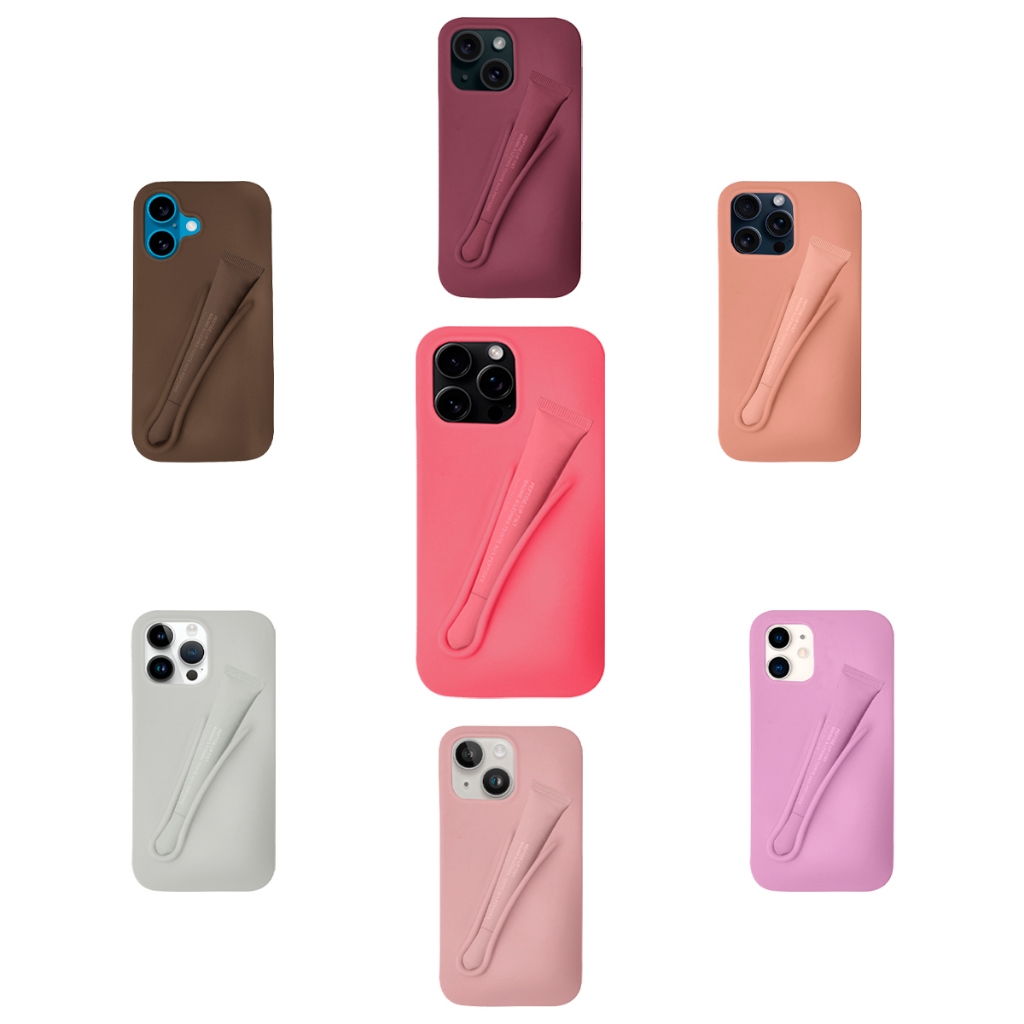 Capinha Silicone Porta Gloss para iPhone Diversos Modelos Lip Case Suporte batom Brilho labial