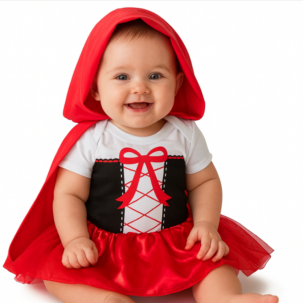 Body Bebê Menina Fantasia Mesversario Chapeuzinho + Capa em Oferta na Shopee