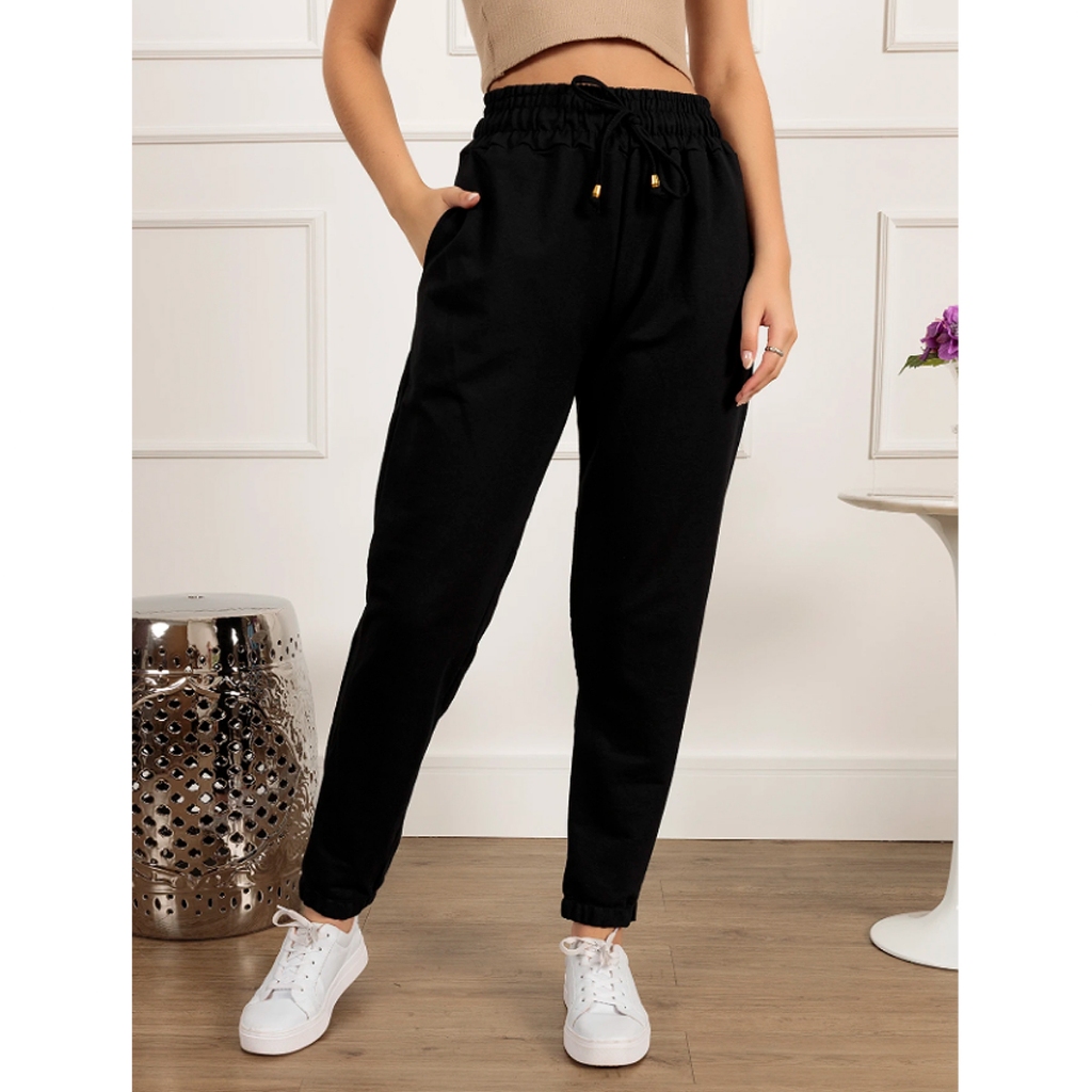 Calça Moletom Casual Feminina Swag Lisa Jogger