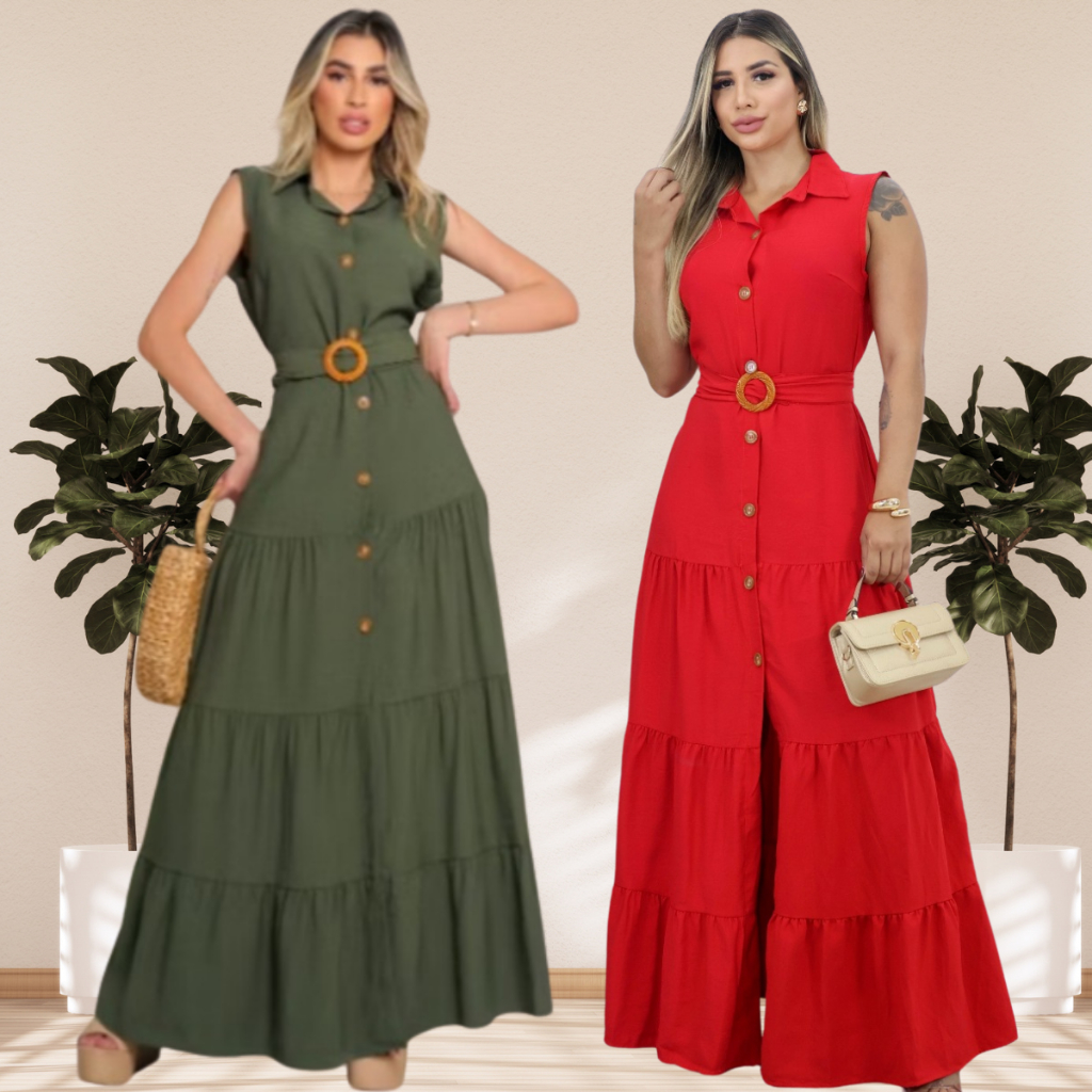 Vestido Chemise Longo Feminino Alfaiataria Sensorial Com Botão Vestido Luxo Verão Elegante Evangélico Com Botões Midi